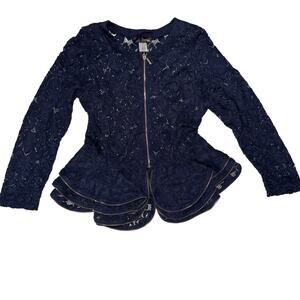 OhYes Women XL Peplum Jacket Fairy Grunge Lace Party Dark Feminine Full Zip Top